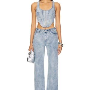 revolve super down illeen corset and crystal jean in light wash